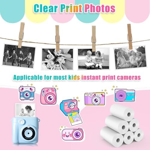 6 Rolls Instant Print Paper Kids Camera Paper Refill - Hikkon Thermal Print Paper Rolls Photo Print HD Printing for Most Kids Instant Camera - White (Paper Only) - Image 4