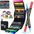 100-Pack Acrylic Paint Pens, Dual Tip with Brush & Fine, Carrying Case by IVSUN