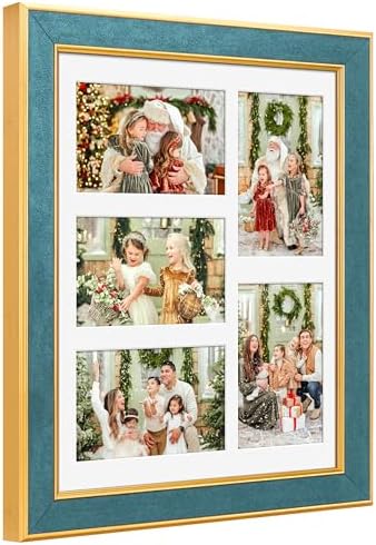 Suede 11x14 Picture Frame Display 5 Opening Picture Frames Collage 4x6 Wall Decor with Mat,Multi Photo Frame for Plexiglass,Wall Decor,1Pack,Blue by AnoziebyProductsunder