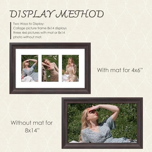 DUENPY 8x14 Collage Frame For 3 4x6 Photos Walnut - Image 4