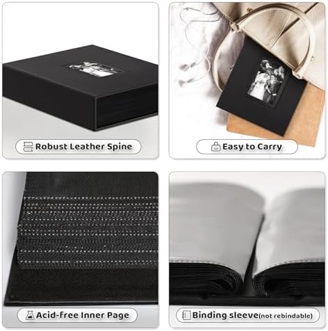 Popotop 4x6 Photo Album Holds 100 Pictures, Vegan Leather Hardcover - Image 4