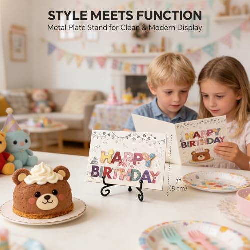 Artliving 3.5 Inch Black Mini Iron Stand Cookie Holder Display Stand Place Card Holder Display Easels at Weddings, Birthday Party (4 pack) - Image 4