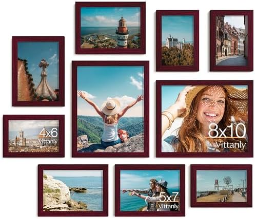 Vittanly 10 Pack Picture Frames Collage Wall Decor, Cherry Red by Vittanly