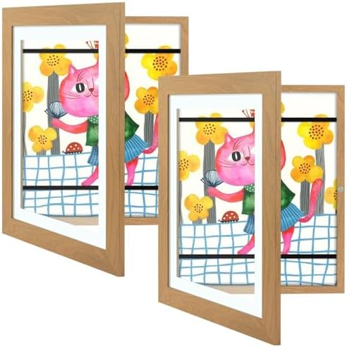 2 Pack 10x12.5 Front-Opening Kids Artwork Frames Changeable (Brown) by GoldenStateArt