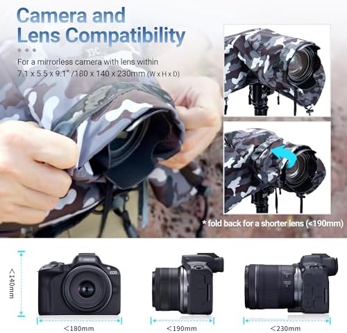 JJC Camera Rain Cover for Camera with Lens Below 9.1”, Nylon Material - Image 2