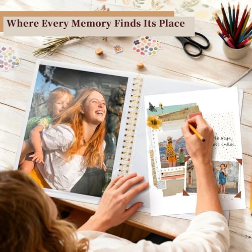 8.5x11 in Scrapbook Photo Album with Window, Beige - Image 2