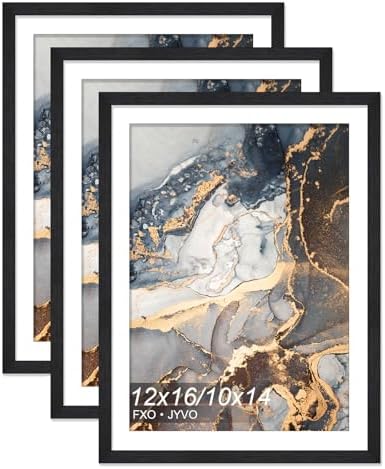 12x16 Frame Set of 3 for Diamond Art Painting 30x40cm Engineered Wood Black by Fxojyvo