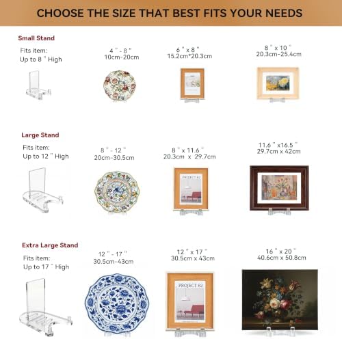 2 Pack Acrylic Easel Display，Plate Stands for Display，Adjustable Clear Display Holder for 8" to 12" Platter, Book, Card, Frame, Picture, Artwork, Plaque - Image 2