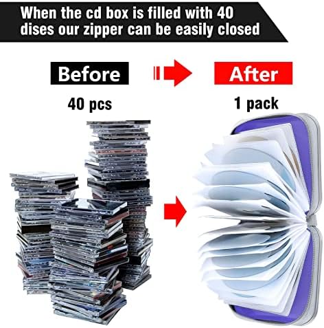 Siveit CD/DVD Cases 40 Capacity Disc Storage Binder for Car(Lavender) - Image 4