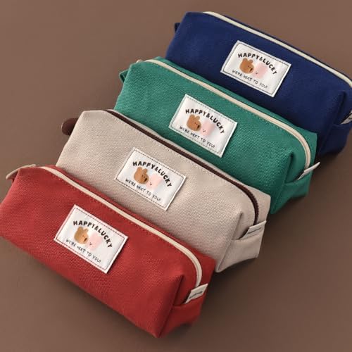 Monolike Happy and Lucky Block Pencil Case, Beige - Pen Pouch, Portable Pencil Bag, Office Pouch case - Image 6