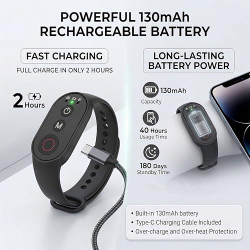 Bluetooth Camera Remote Control for GoPro, DJI, Insta360 Smartphones, Wireless Shooting Remote w Watch Strap & Lanyard, 50M Long Range, 40H Battery Life, One-Click Wake Up & Mode Switch - Image 5