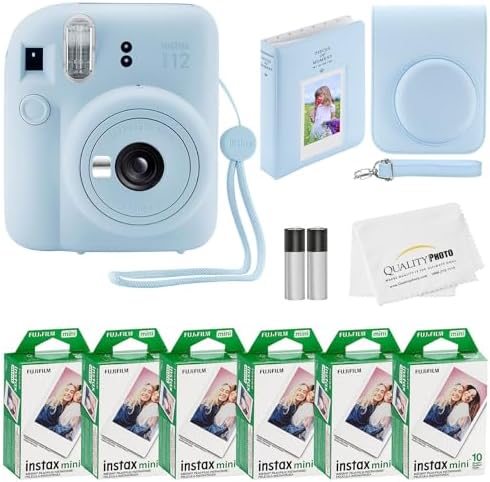 Fujifilm Instax Mini 12 Instant Camera + 60 Photo Prints + Quality Photo Value Bundle, Case, Decoration Stickers, Frames, Photo Album, (Pastel Blue) by FUJIFILM