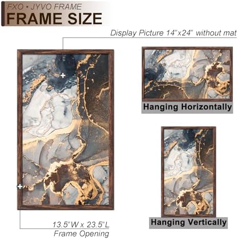 Fxojyvo 14x24 Picture Frame Set of 3 Brown Engineered Wood Wall Hanging - Image 4