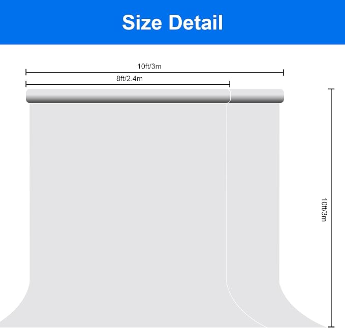 Joccun 8X10FT White Backdrop Background for Photography,Polyester Backdrop Curtain Background Screen for Photography,Photoshoot,Video Recording,Studio(8X10ft,White) - Image 6