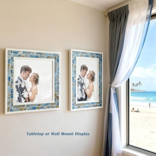 Beach Picture Frame 8x10, Mother of Pearl Photo Frame, Blue Grey, 1pc - Image 3