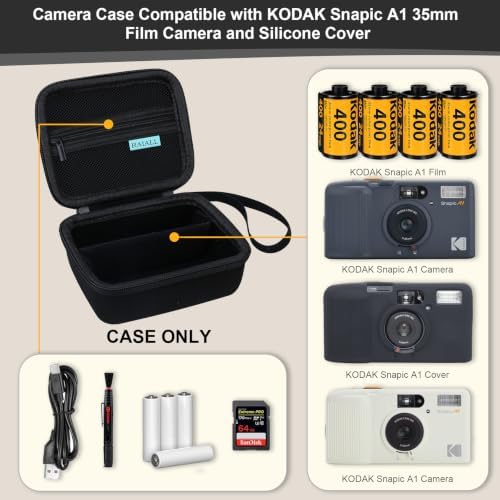 RAIALL Case for KODAK Snapic A1 35mm Film Camera and KODAK Film, Black | Hard Carrying Case Protective Travel Bag for Kodak Ultramax 400 35mm Color Print Film, Mesh Pocket for Batteries - Image 3