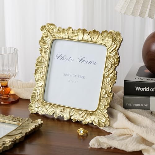 Cuspin 6x6 Picture Frame, Gold Vintage Resin Square Frames Home Decor - Image 3