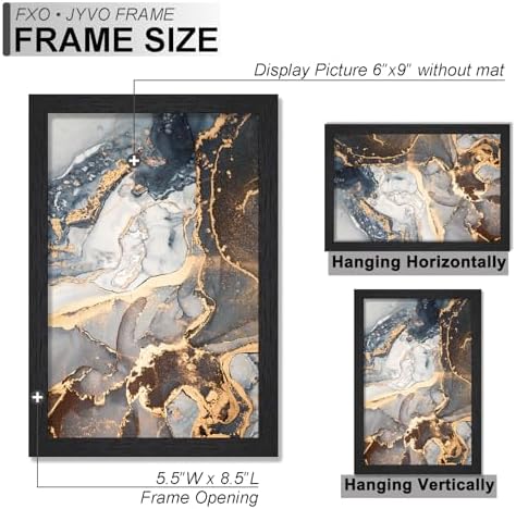 6x9 Picture Frame Set of 6 Black Engineered Wood Tabletop/Wall Hanging - Image 4