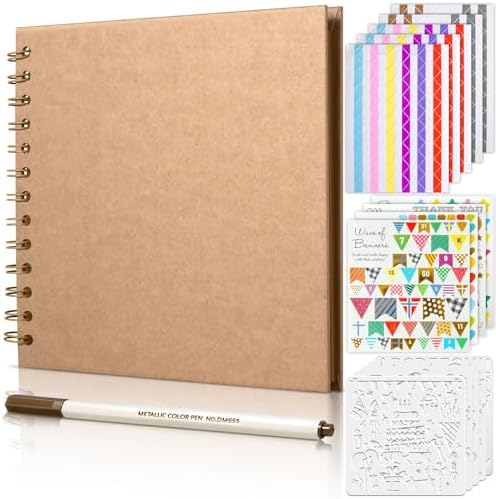 GOTIDEAL 8 x 8 Inch Scrapbook Album with Metallic Markers, Yellow, 40 Pages by GOTIDEAL