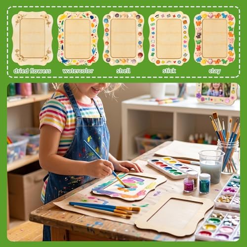 VOKOY 40 Pack Wooden Picture Frames for Crafts, 4" x 6" Photos DIY Wood Frames for Crafting,Unfinished Standing Photo Frames DIY Craft Wood Decorate for Birthday Party Gifts,Vintage Shape - Image 5
