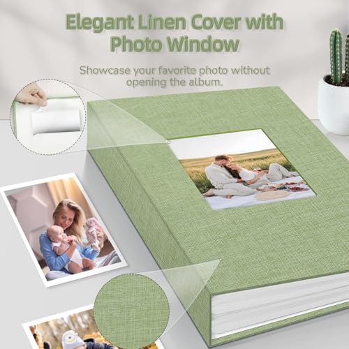Popotop Photo Album 4x6-300 Photos Linen Cover Photo Books with 300 Horizontal Pockets,Slip-in Picture Albums for Family Wedding Anniversary Baby Vacation Pictures - Image 2