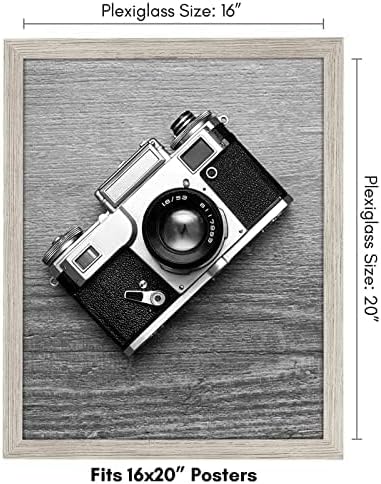 Americanflat 16x20 Poster Frame - Driftwood Engineered Wood with Polished Plexiglass - Wide Picture Frame for Vertical or Horizontal Wall Display - Epic Collection - Driftwood - Image 2