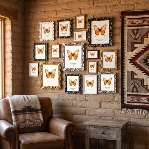 Silver 8X10 Vintage Picture Frames Gold Butterfly Elegant Retro European Design, Antique Photo Frame for Wall Hanging and Tabletop Display, Retro Design Home Decor - Image 6