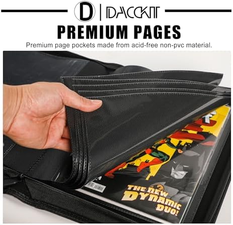D DACCKIT Comic Binder，Comic Book Album with Sleeves Fits Regular Comics and Comic Bagged and Boarded - Comic Storage Binder Holds 24 Comic Books（Model A，Classic Black） - Image 3