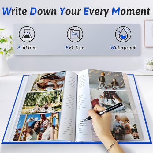 Popotop Photo Album 4x6 300 Photos with Writing Space, Leather Cover Album with Display Picture Window, Photo Book for Wedding Family Baby Gift - Image 3