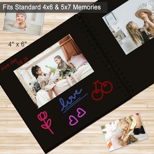 DIY Scrapbook Album 7x7 Inch, Hardcover Kraft Paper Scrap Book Photo Album, Blank Page Memory Scrap Book for DIY Crafts, Traveling, Wedding, Anniversary, Birthday, 40 Pages (20 Sheets), Black - Image 6