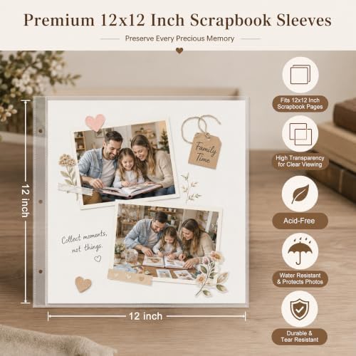 12"x12" DIY Scrapbook Photo Album with 80 Pages 40 Plastic Sleeves Pink - Image 5