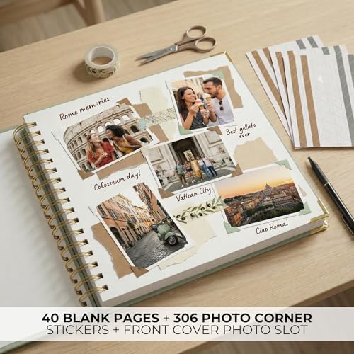 Beautiful Linen Scrapbook Photo Album 10"x10" - 40-Page Blank Guest Book - Image 7