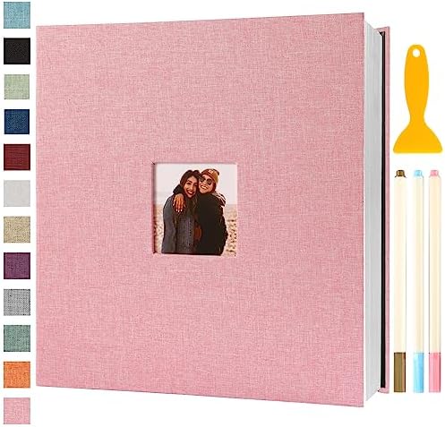 Photo Album Self Adhesive Pages Scrapbook 13.2x12.8 Pink 120 Pages by Semfalbuums