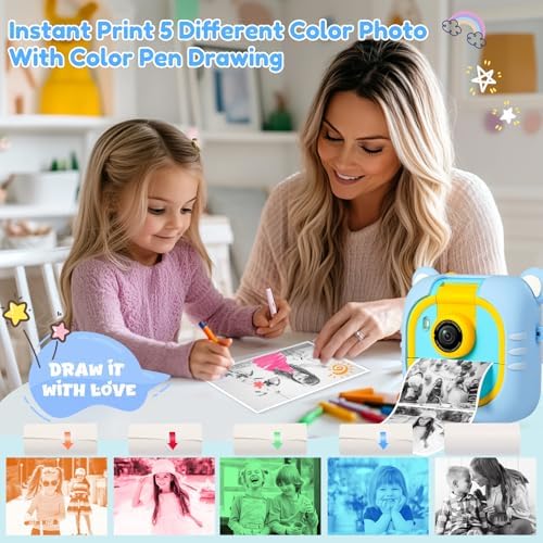 ARNSSIEN Kids Instant Print Camera for Toddlers 1080P 2.4in+180° Flip Lens - Image 5