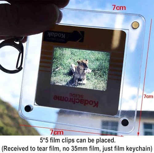 2PCS 35mm Film Protector Keychain Set – Transparent Magnetic Acrylic Case, 7x7cm Display Frame with 5x5cm Clip, Secure & Stylish Film Storage, Double Set for Couples & Friends - Image 2