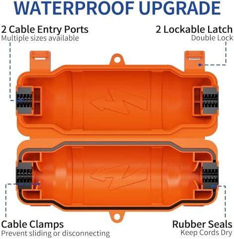 6 Pack Outdoor Extension Cord Safety Cover, Waterproof, Orange - Image 4
