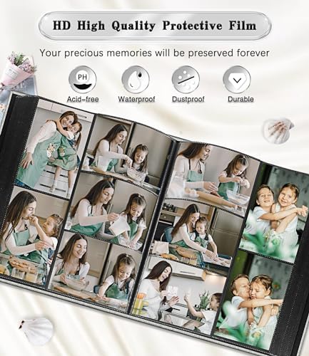 Ejblfe Photo Album 4x6,Linen Cover Slide-in Photo Album Book Can Holds 600 4x6 Photos with 60 Black Sheets for Family,Wedding,Baby and Holiday Pictures (Gray) - Image 4