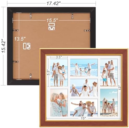Suede 13.5x15.5 Picture Frame Display 7 Opening 4x6 Picture Frames Collage Wall Decor with Mat,Multi Photo Frame for Plexiglass,Wall Decor,1Pack,Brown - Image 4