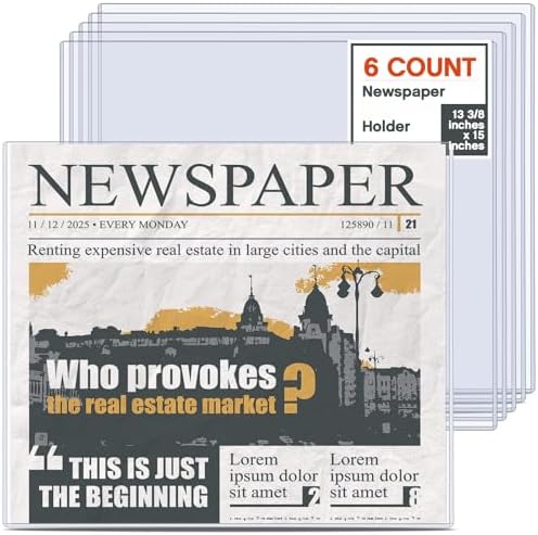 Faccito 6 Pcs Hard Newspaper Holder, 13 X 15'', 4.5mm Rigid PVC by Faccito