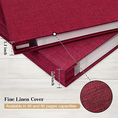 potricher Self Adhesive Photo Album 80 Pages, Linen cover, Red - Image 5
