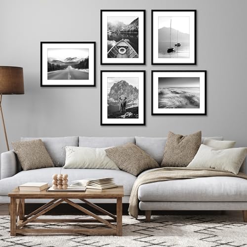 Americanflat 16x20 Poster Frame 5-Pack - Matted to 12x16 - Black - Image 5