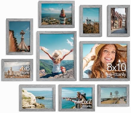 Vittanly 10 Pack Picture Frames Collage Wall Decor, Grey by Vittanly
