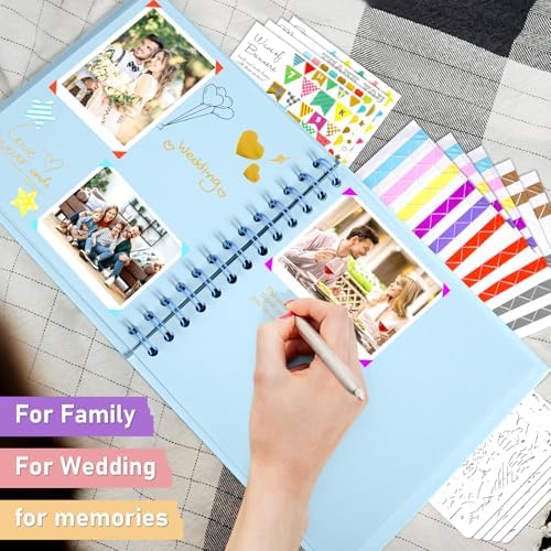 GOTIDEAL 8 x 8 Inch Scrapbook Album with Metallic Markers, Blue, 40 Pages - Image 5