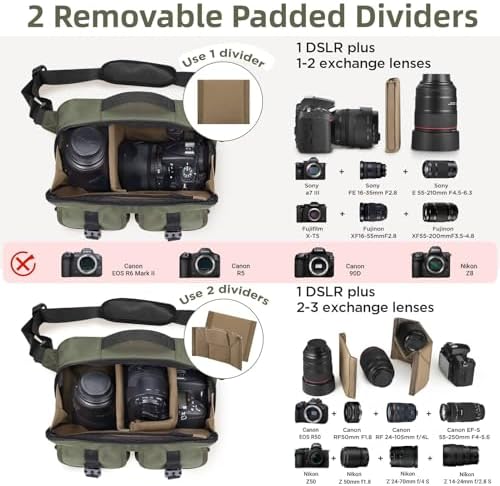 TAAOKA Camera Sling Bag,DSLR Camera Bag with Tripod Holder,Waterproof Camera Shoulder Crossbody Bag for Photographers(Green) - Image 2