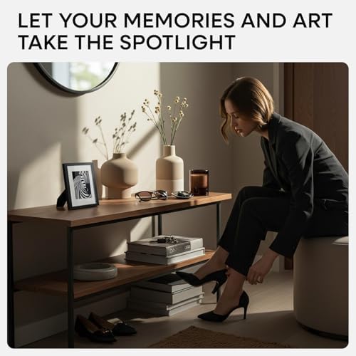 Homeforia 5x7 Black Picture Frame, High-End Metal, 4x6 Mat, Glass - Image 2