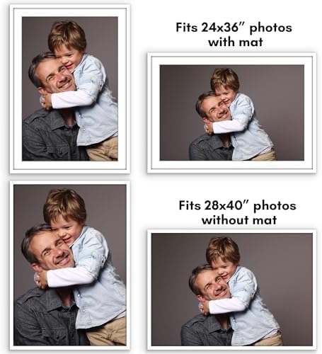 Americanflat 28x40 Poster Frame - Matted to 24x36 - Slim Molding - White - Image 4