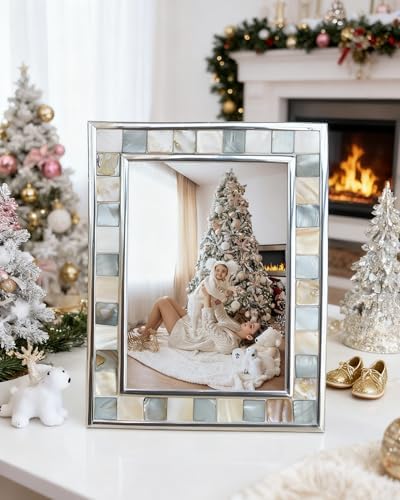 Mother of Pearl Picture Frame 6x8, Grey + White, 1Pc - Image 3