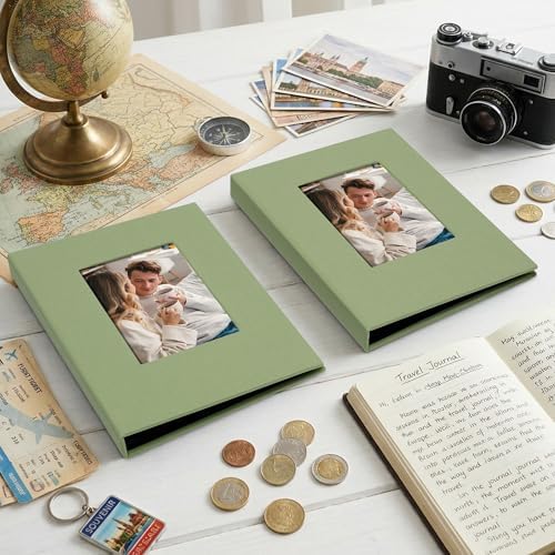 Small 4x6 Photo Album 24 Pockets Linen Cover Light Green 2 Pack - Image 6