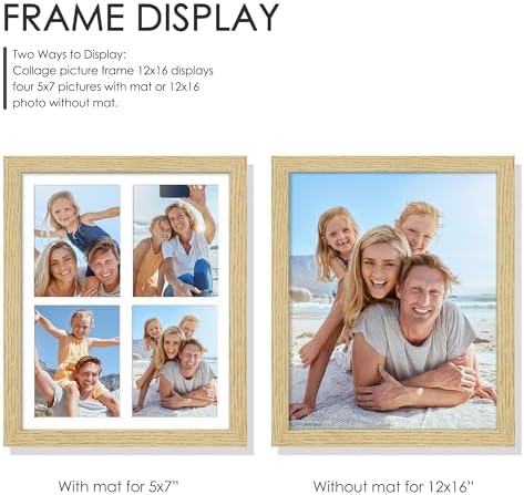 DUENPY 12x16 Solid Wood Collage Frame For 4 5x7 Photos - Image 4