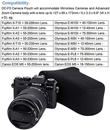 JJC Black Ultra Light Neoprene Camera Case for Fujifilm Fuji X-T100 X-T30 X-T20 X-T10 +50-200mm/50-230mm Lens, Pouch Bag for Olympus E-PL8 E-M5II E-M10 II, Canon M50 M5 with Telephoto lense - Image 2